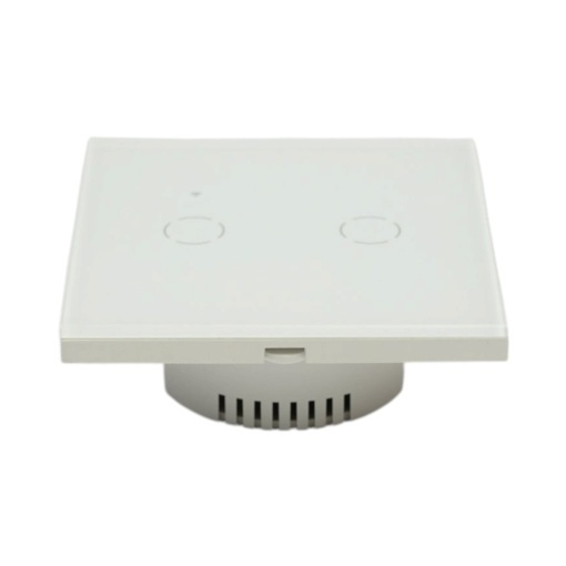 Intrerupator inteligent smart Wi-Fi touch dublu alb 220V, 2000W, rama sticla 86x86x33mm, aplicatie Tuya Smart Life, compatibil Alexa si Google Home - Img 3