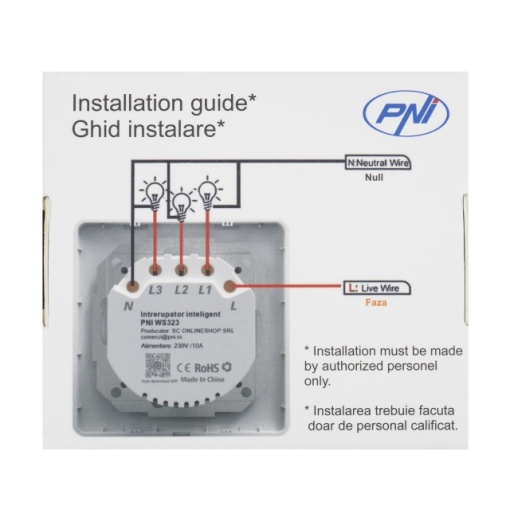Intrerupator inteligent triplu PNI SmartHome WS323 pentru control lumini prin internet compatibil cu APP TuyaSmart - Img 8
