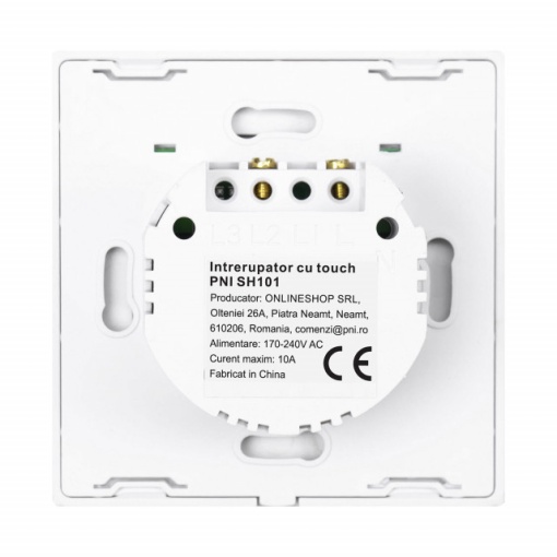 Intrerupator simplu cu touch PNI SH101 din sticla, alb cu LED indicator - Img 3