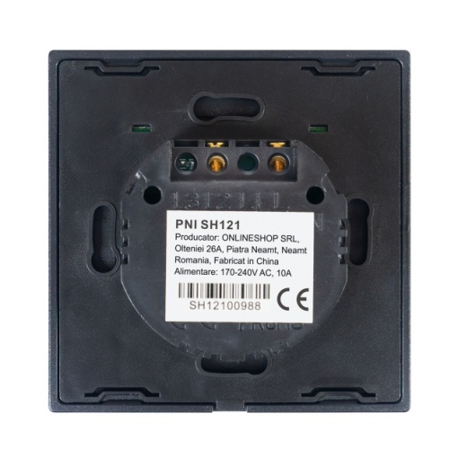 Intrerupator simplu cu touch PNI SH121, din sticla, negru, cu LED indicator, 10A 200W - Img 4