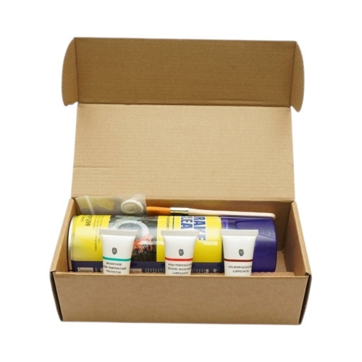 Kit intretinere sistem franare cu spray curatare frane, pasta anti-scartait, lubrifiant temperaturi ridicate si vaselina etrieri Breckner Germany - Img 3
