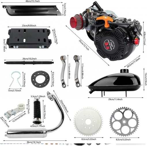Kit motor (4 TIMPI) bicicleta 80cc - 3.5CP (reductor- lant) - Img 4