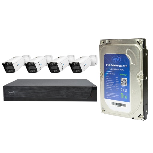 Kit supraveghere video PNI House IPMAX POE 3, NVR cu 4 porturi POE cu 4 camere cu IP 3MP, de exterior si HDD PNI SafeHouse 1TB inclus - Img 6