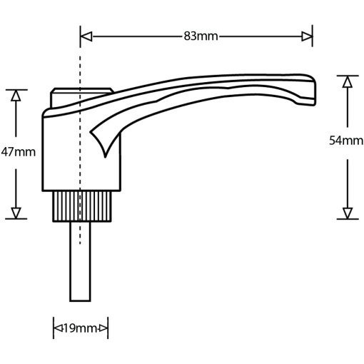 Maneta de strangere din nailon cu surub M12x50 - Img 2