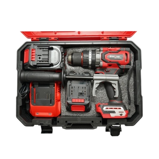 Masina de gaurit si insurubat cu percutie 1000W, 2 acumulatori 21V, 4Ah Li-ion, LED, Brushless, 180Nm, mandrina 13mm, 0-500/2000rpm, maner antivibratie Breckner Germany - Img 3