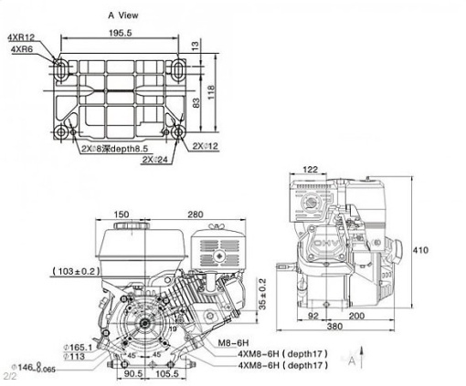Motor generator / motopompa / motocultor Loncin 9 CP (G270F-A) - Img 2