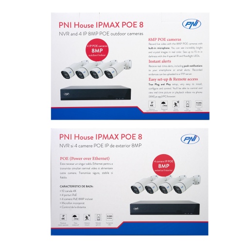 Pachet Kit supraveghere video PNI House IPMAX POE 8, NVR cu 4 camere si HDD PNI SafeHouse 1TB - Img 7
