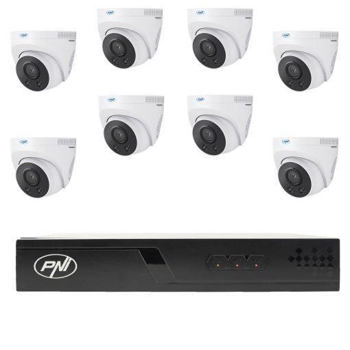 Pachet supraveghere video NVR POE PNI House IP716J, 8 camere PNI IP505J, 5MP si cabluri incluse - Img 2