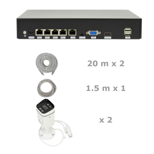 Pachet supraveghere video NVR POE PNI House IP810, 2 camere PNI IP8POE, 8MP si cabluri incluse - Img 2