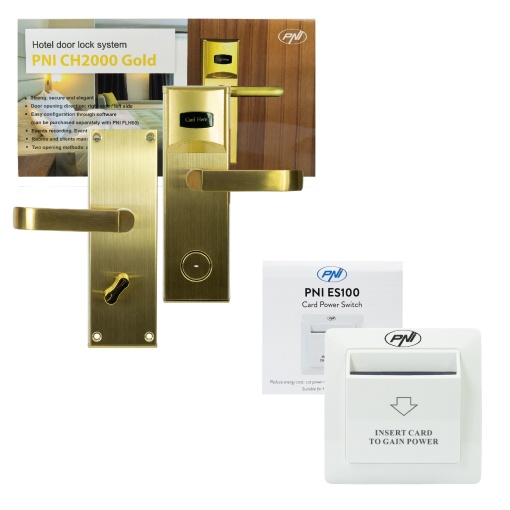 Pachet Yala control acces hotelier PNI CH2000R Gold si Intrerupator cu card PNI ES100 - Img 12