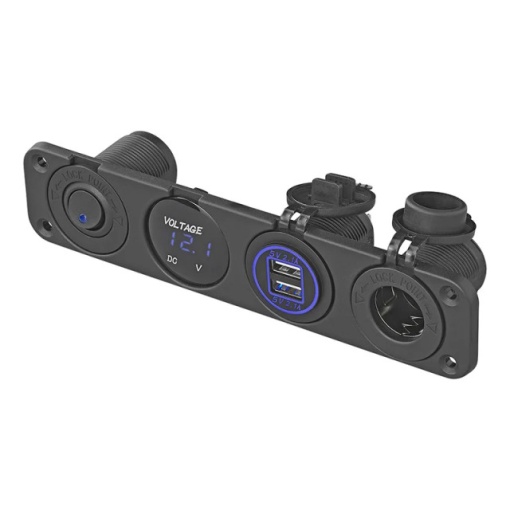 Panou intrerupator voltmetru, incarcator auto, 2x USB, cu voltmetru, bricheta auto, Priza 12V