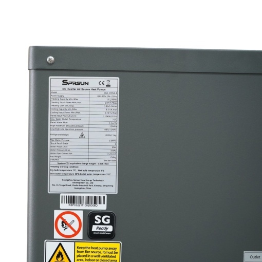 Pompa de caldura aer-apa monobloc 30kW, 380V, 75°C, R290 SPRSUN - Img 7
