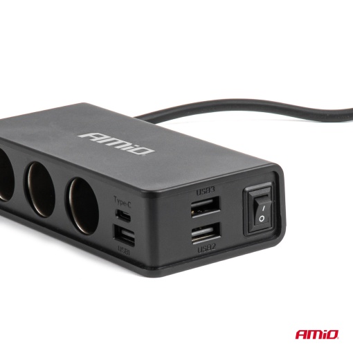 Priza bricheta 3xUSB-A USB-C QC 3.0 PD 3.0. 148W Amio - Img 3