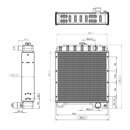 Radiator racire apa cu 4 randuri de celule pentru Case IH seria Maxxum 104753A2, A104753A1, 104753A1, 87579817, 52771, 150-56 Breckner Germany - Img 7