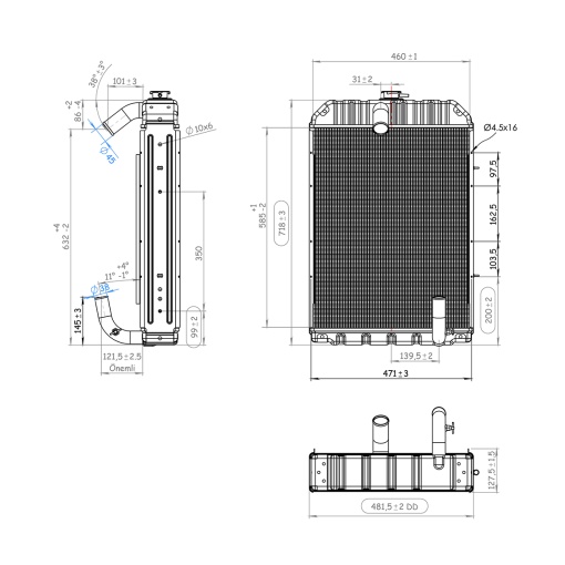 Radiator racire apa U-650 din cupru cu 5 randuri de celule 590x455x65 - Img 9