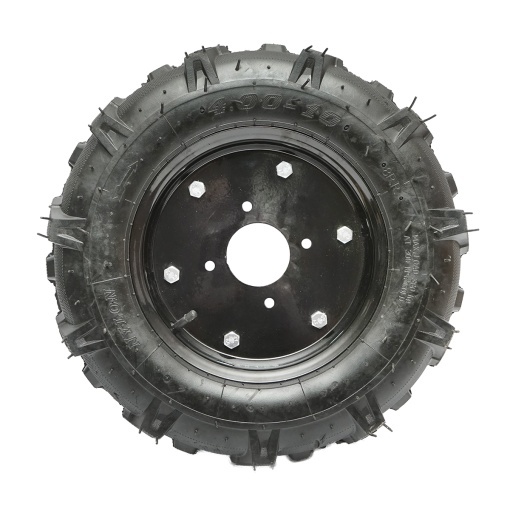 Roata completa 400/10 crampon 8PR cu janta neagra - Img 2