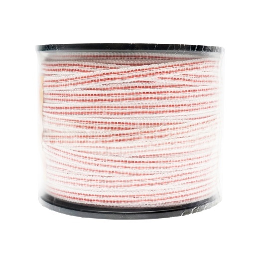 Rola banda rosu-alb 10mm insertie metalica 4x0.16mm SS, rezistenta 13 Ohm/m, 250m gard electric Thor - Img 4
