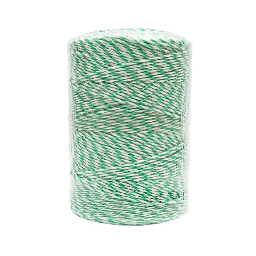 Rola fir alb-verde fi 2.5mm insertie metalica 4x0.2mm SS, rezistenta 7 Ohm/m, 500m gard electric THOR - Img 4