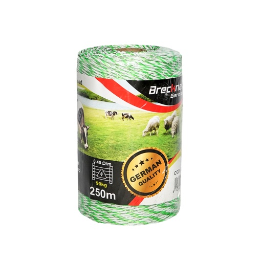 Rola fir verde-alb fi 3mm 3x0.2mm inox, 1x0.25 cupru 0.45 Ohm/m, 250m gard electric Baisan - Img 2