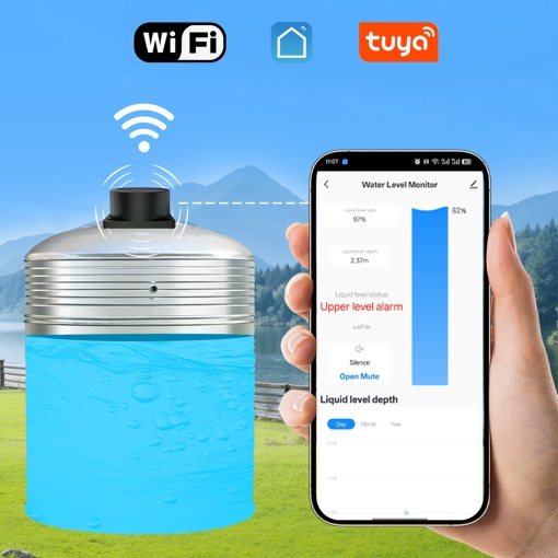 Senzor inteligent cu ultrasunete PNI SafeHome PT255S WiFi pentru nivel lichid pana la 4m aplicatie de mobil Tuya Smart - Img 7