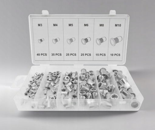 Set 150 buc Piulite nituibile aluminiu M3-M10 VERKE - Img 2