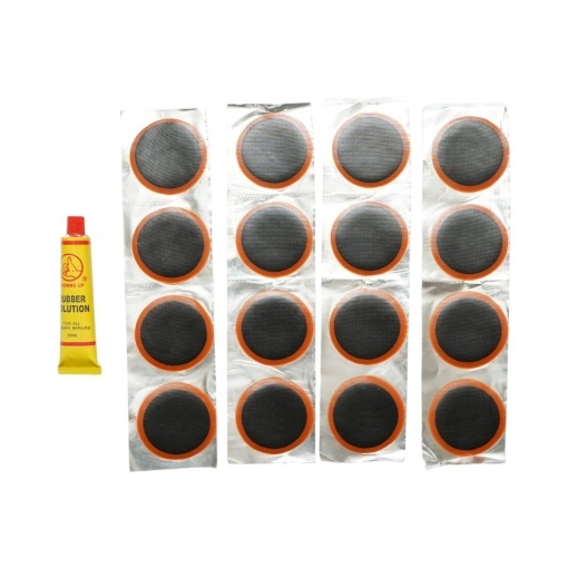 Set 16 petice rotunde vulcanizare anvelope si camere de aer 50mm + 1 tub adeziv 20ml - Img 2