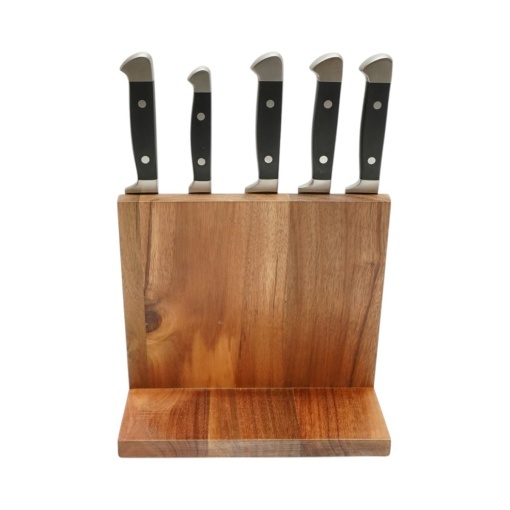 Set 6 cutite bucatarie cu suport magnetic din lemn, lama otel 3Cr13, maner ABS negru + otel inoxidabil 18/0 Breckner Germany - Img 5