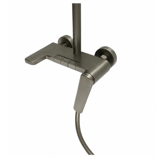 Set dus Premium multifunctional de perete din cupru, 3 functii curgere apa, dus dreptunghiular tip ploaie, para de dus, gri grafit satinat - Img 5