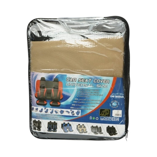 Set huse scaune auto universale crem-negru, material textil 8 piese - Img 11
