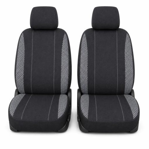 Set huse scaune auto universale negru-gri, material textil 8 piese - Img 2