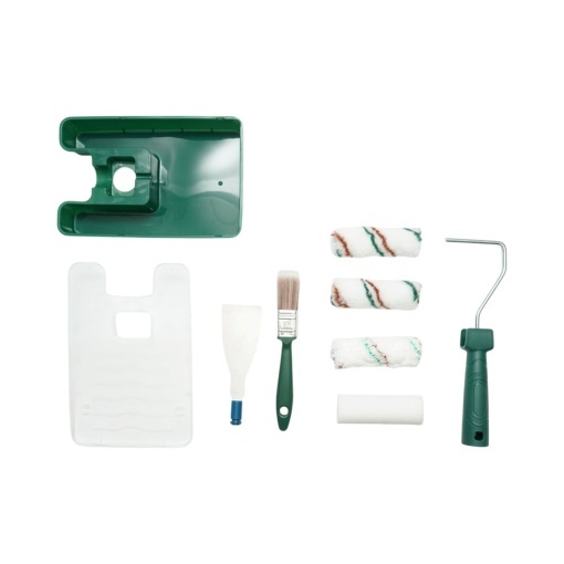 Set vopsit si zugravit cu trafalet 10cm, 2 role poliester, 1 rola microfibra, 1 rola burete, pensula 25mm, spaclu, tavita vopsea 8 piese Breckner Germany - Img 2