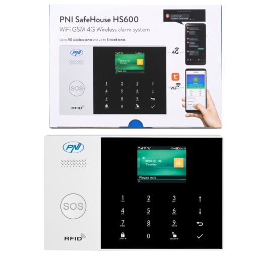 Sistem de alarma wireless PNI SafeHouse HS600 Wifi GSM 4G, suporta 90 zone wireless si 3 zone cu fir, compatibil cu aplicatia Tuya Smart, alerta prin SMS, apel vocal, notificare pe telefon - Img 8