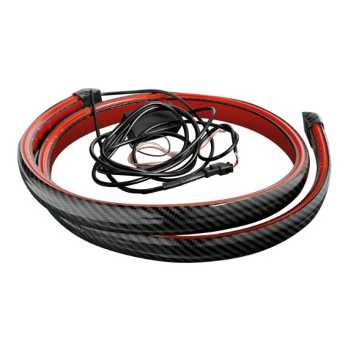 Spoiler adeziv cu aspect de carbon si lumină LED roșie integrată 120cm 12V