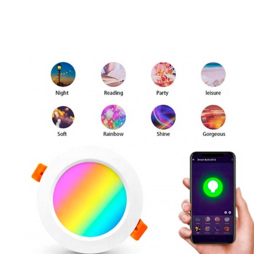 Spot LED inteligent PNI SafeHome PT58RC WiFi, incastrabil, tavan, RGBW, 7W, 600 lm, lumina/culoare reglabila prin internet, Aplicatie Tuya Smart, integrare in scenarii si automatizari smart cu alte p - Img 3
