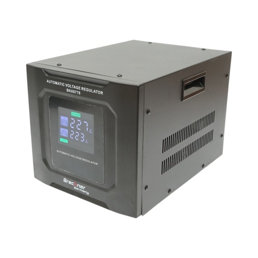 Stabilizator automat de tensiune 3000VA, 1800W, 140-250VAC cu releu monofazat, bypass, conexiune borne, afisaj LCD Breckner Germany - Img 3