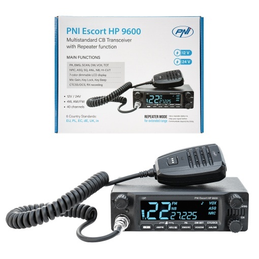 Statie radio CB PNI Escort HP 9600 multistandard, difuzor frontal, ASQ, VOX, Scan, 4W, AM-FM, alimentare 12V - 24V, functie de repetor, mufa de bricheta inclusa - Img 3