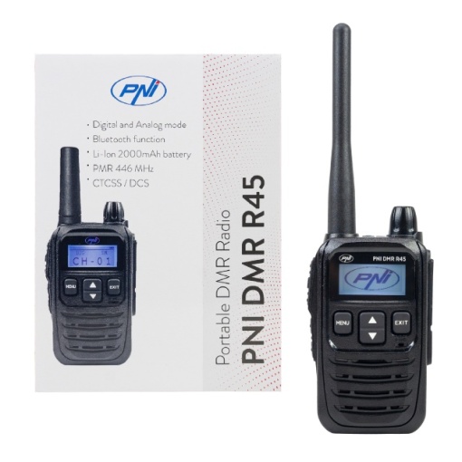 Statie radio portabila PNI DMR R45, digital si analogic, 446MHz, 16 canale digitale si 99 canale analogice, functie inregistrare voce, baterie Li-Ion 2000mAh - Img 2