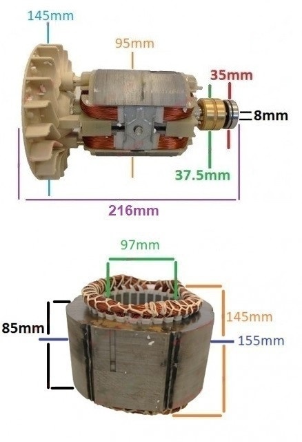 Stator si Rotor generator 2 - 5 kw (Gx 160, 168F etc) Cupru (Monofazic) - Img 3