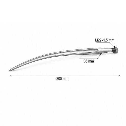 Tepusa arcuita C pentru furca incarcat baloti 22x36X800mm - Img 3