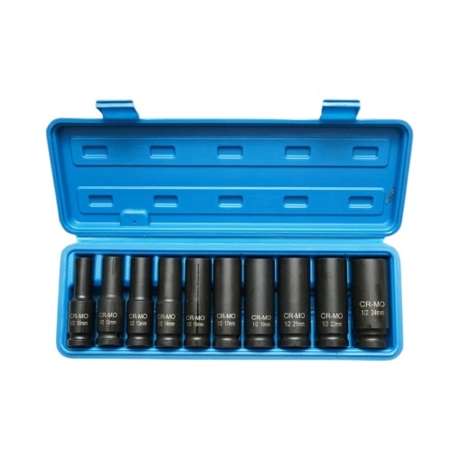 Trusa chei tubulare de impact lungi 10-24mm, patrat 1/2 inch Cr-Mo 10 piese Breckner Germany - Img 2