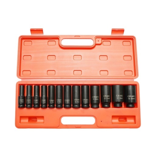Trusa chei tubulare de impact lungi 10-32mm, patrat 1/2 inch Cr-Mo 13 piese Breckner Germany - Img 2