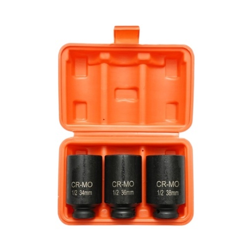 Trusa chei tubulare de impact lungi 34mm, 36mm, 38mm, patrat 1/2 inch Cr-Mo 3 piese Breckner Germany - Img 2