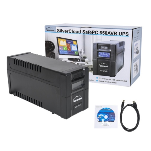 UPS SilverCloud SafePC 650AVR putere 360W ecran LCD software monitorizare PC - Img 8