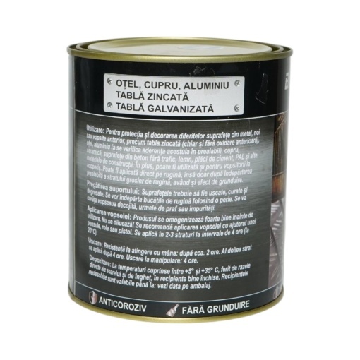 Vopsea email anticoroziva 3 in 1 albastru egee pentru metal 750g, direct pe rugina, pe baza de apa Breckner Germany - Img 4