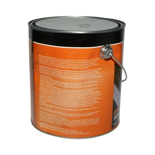Vopsea email anticoroziva 3 in 1 negru lucios 039 pe baza de solvent 3.5L, direct pe rugina, interior si exterior Breckner Germany - Img 2