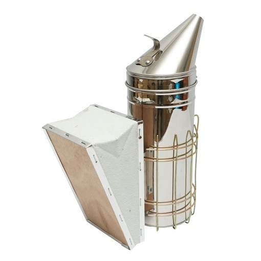 Afumator albine din inox cu cilindru scut termic si burduf din piele 230mm - Img 3