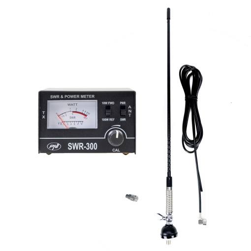 Antena CB PNI S60, 59 cm, cu fluture, cablu RG58 de 4m si reflectometru PNI SWR-300 pentru masurare SWR, negru - Img 4