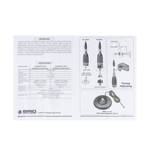 Antena CB Sirio Megawatt 3000 PL, 173.5cm Cod 2211505.05 fara cablu - Img 7