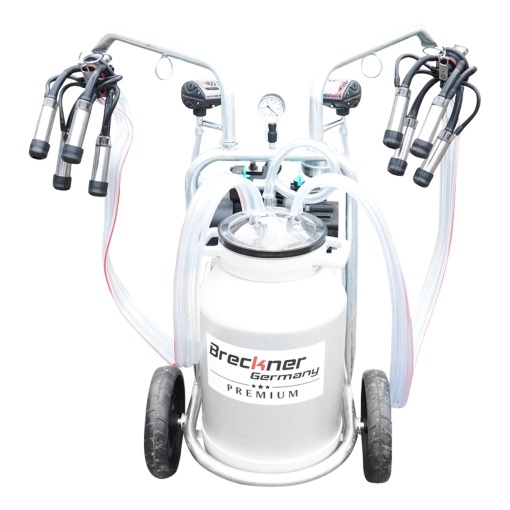 Aparat de muls vaci cu grup colector 160cc sasiu galvanizat bidon aluminiu 40L 2 posturi Breckner Germany - Img 4