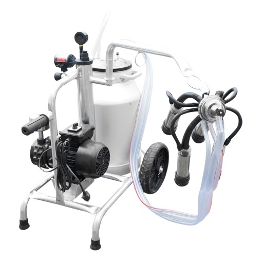 Aparat de muls vaci cu grup colector 160cc, sasiu galvanizat, bidon aluminiu 30L, 1 post, pahar inox Breckner Germany - Img 7